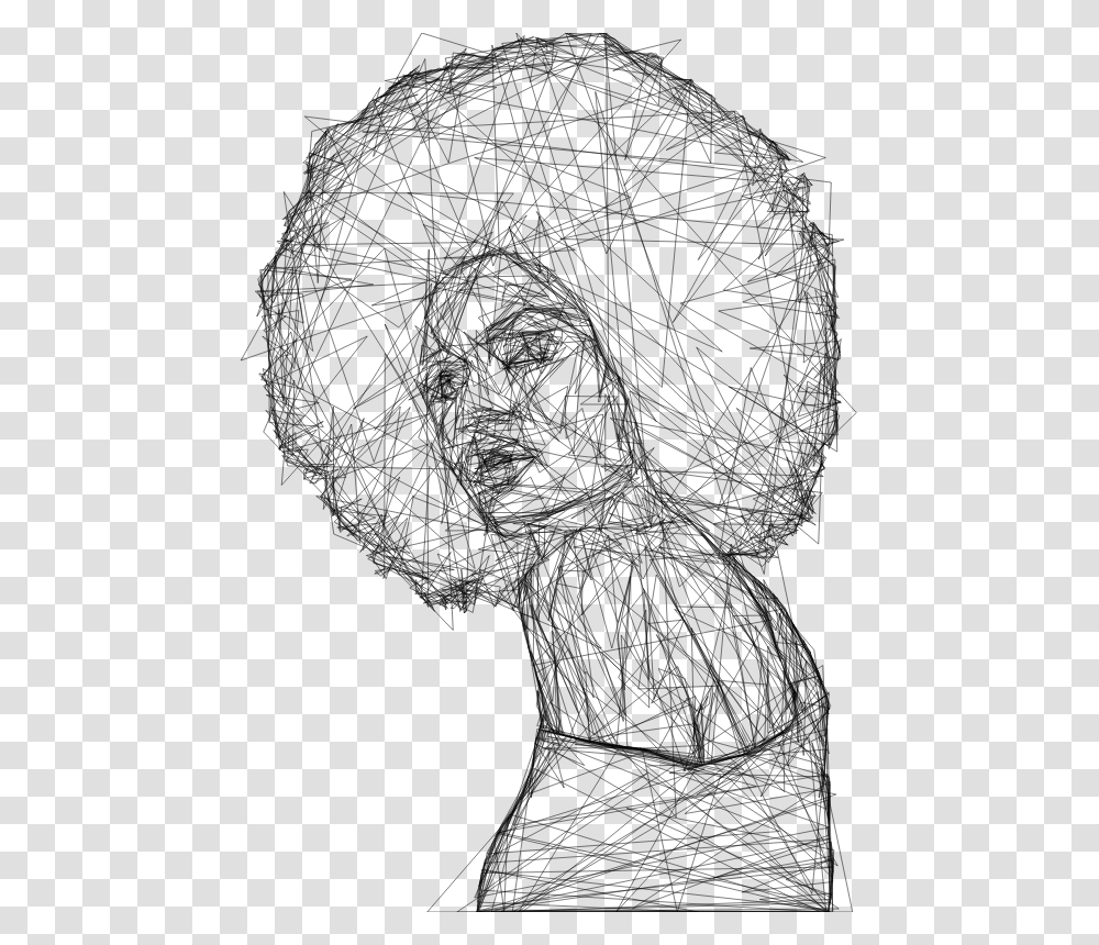 Beautiful Black Woman 2 Geometric Wireframe Abstract Art With Line, Gray, World Of Warcraft Transparent Png