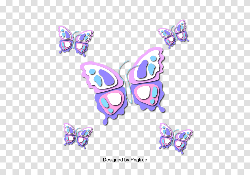 Beautiful Cartoon Lovely Hand Painted Colorful Butterfly Wings, Floral Design, Pattern, Purple Transparent Png