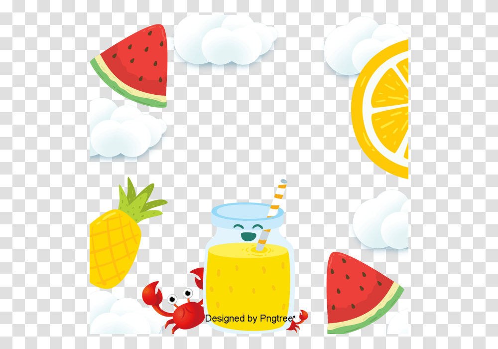 Beautiful Cool Cartoon Summer Drinks Holiday Background Cartoon, Plant, Fruit, Food, Beverage Transparent Png