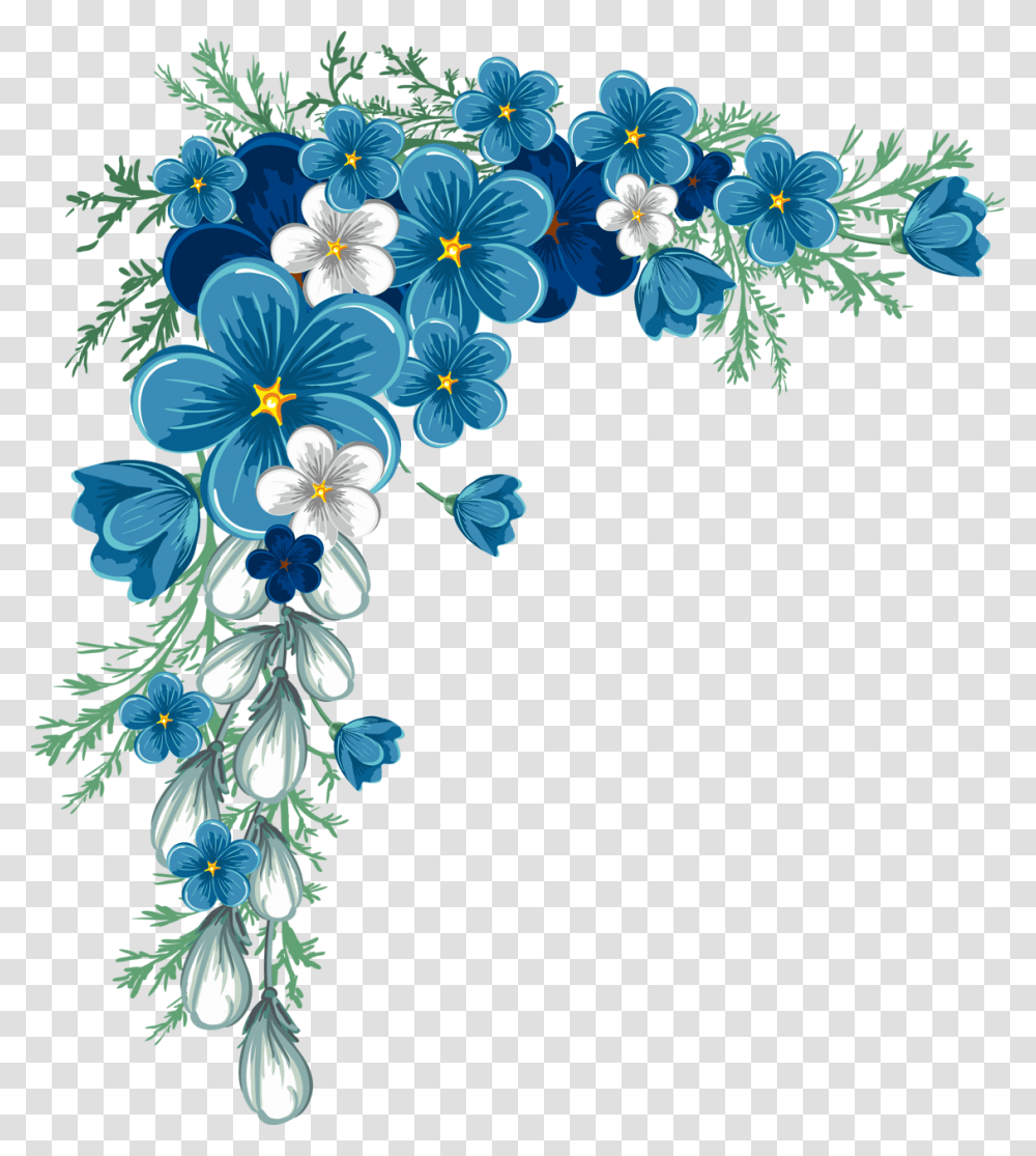 Beautiful Corner Layout Flower Border Flower Border Blue Flower Border, Floral Design, Pattern Transparent Png