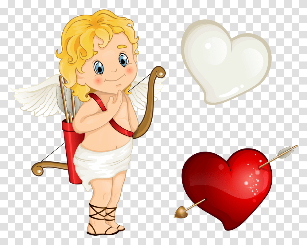 Beautiful Cupid With Hearts Clipart Cupid, Person, Human Transparent Png