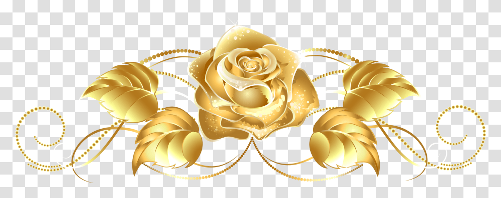 Beautiful Decor Clip Gold Flowers Clip Art, Rose, Plant, Blossom, Fungus Transparent Png