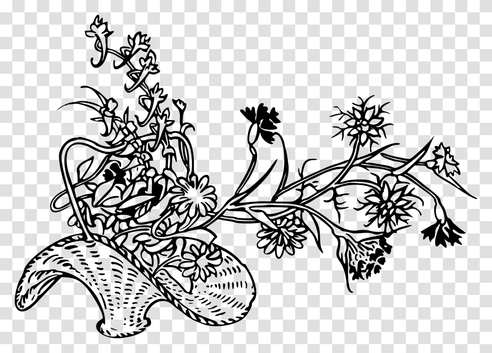 Beautiful Drawing Of Garden Flowers, Gray, World Of Warcraft Transparent Png