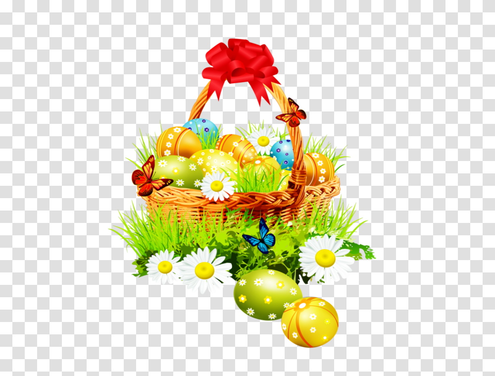 Beautiful Easter Basket With Red, Birthday Cake, Food Transparent Png