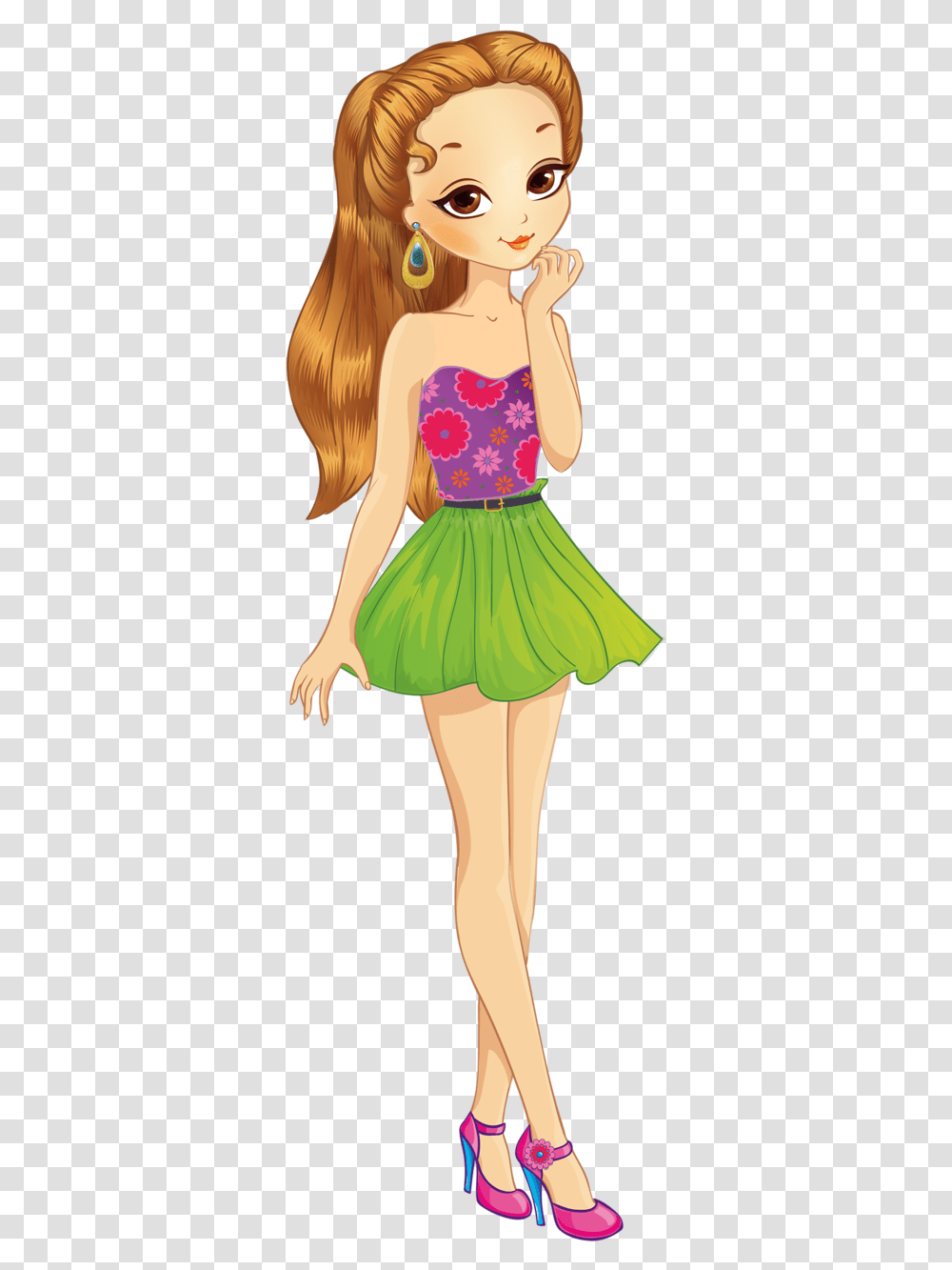 Beautiful Fashion Girl With White Banner, Skirt, Apparel, Doll Transparent Png