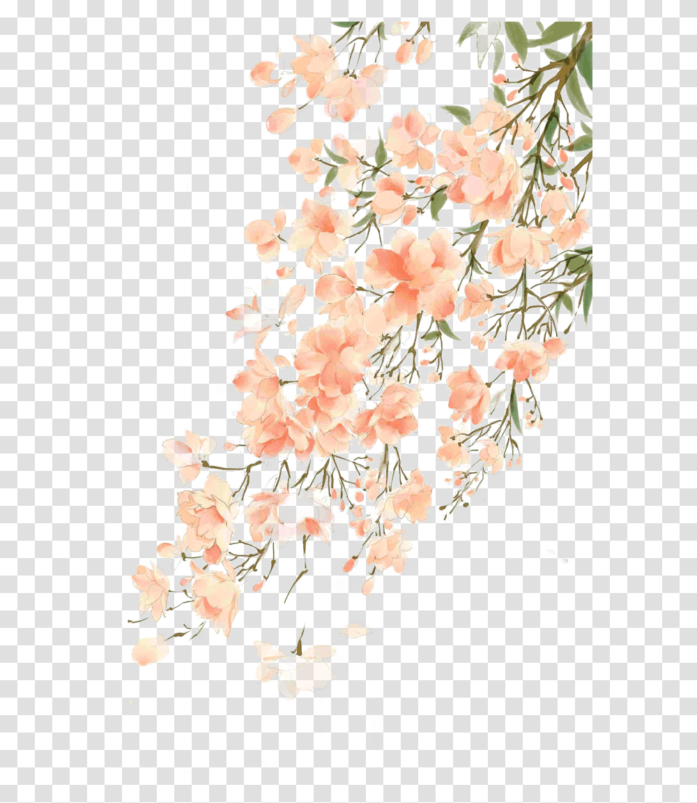Beautiful Flower Clipart Peach Background With Flowers, Plant, Pattern, Tree Transparent Png