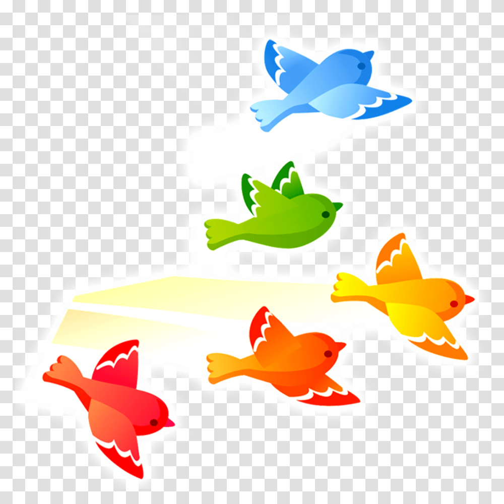Beautiful Flower Color Bird Painting Free Download, Fish, Animal, Goldfish Transparent Png