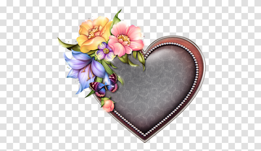 Beautiful Flowers With Hearts, Floral Design, Pattern, Plant Transparent Png