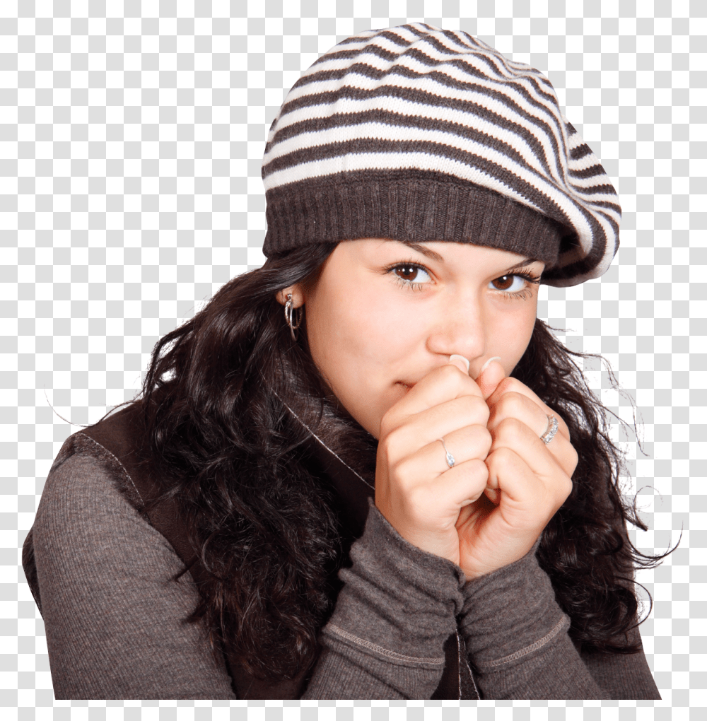 Beautiful Girl Freezing In Winter Image, Apparel, Person, Human Transparent Png