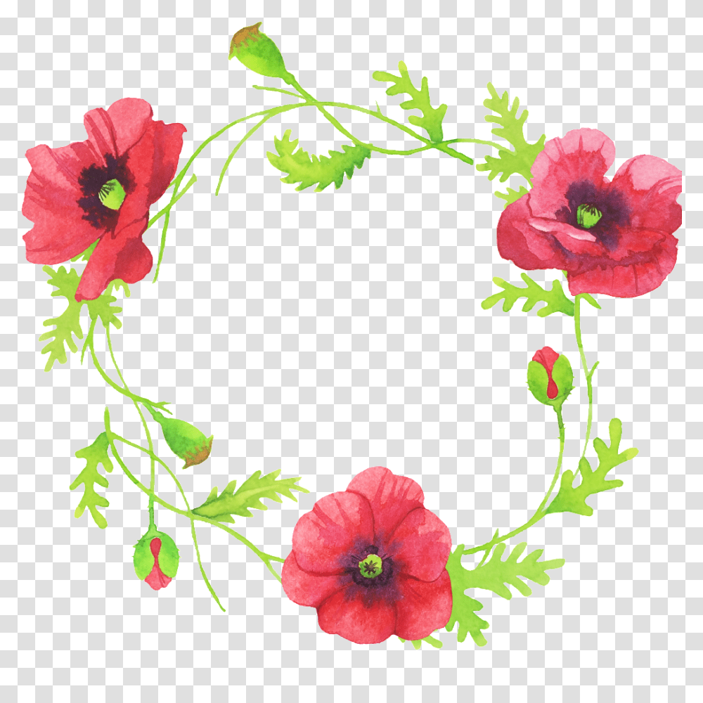 Beautiful Hand Painted Flower Red Garland Free Download, Plant, Wreath, Blossom, Hibiscus Transparent Png