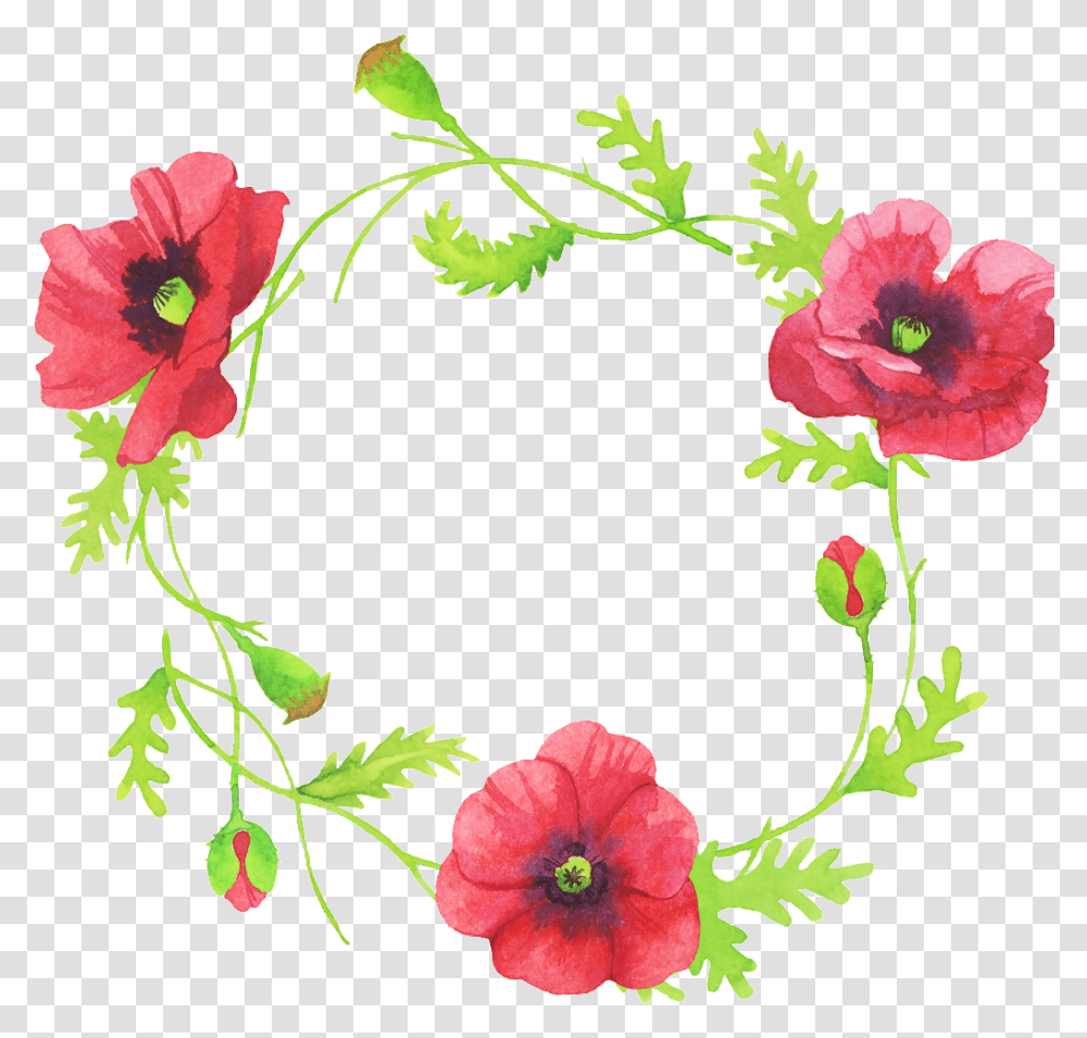 Beautiful Hand Painted Flower Red Garland Portable Portable Network Graphics, Hibiscus, Plant, Blossom, Art Transparent Png