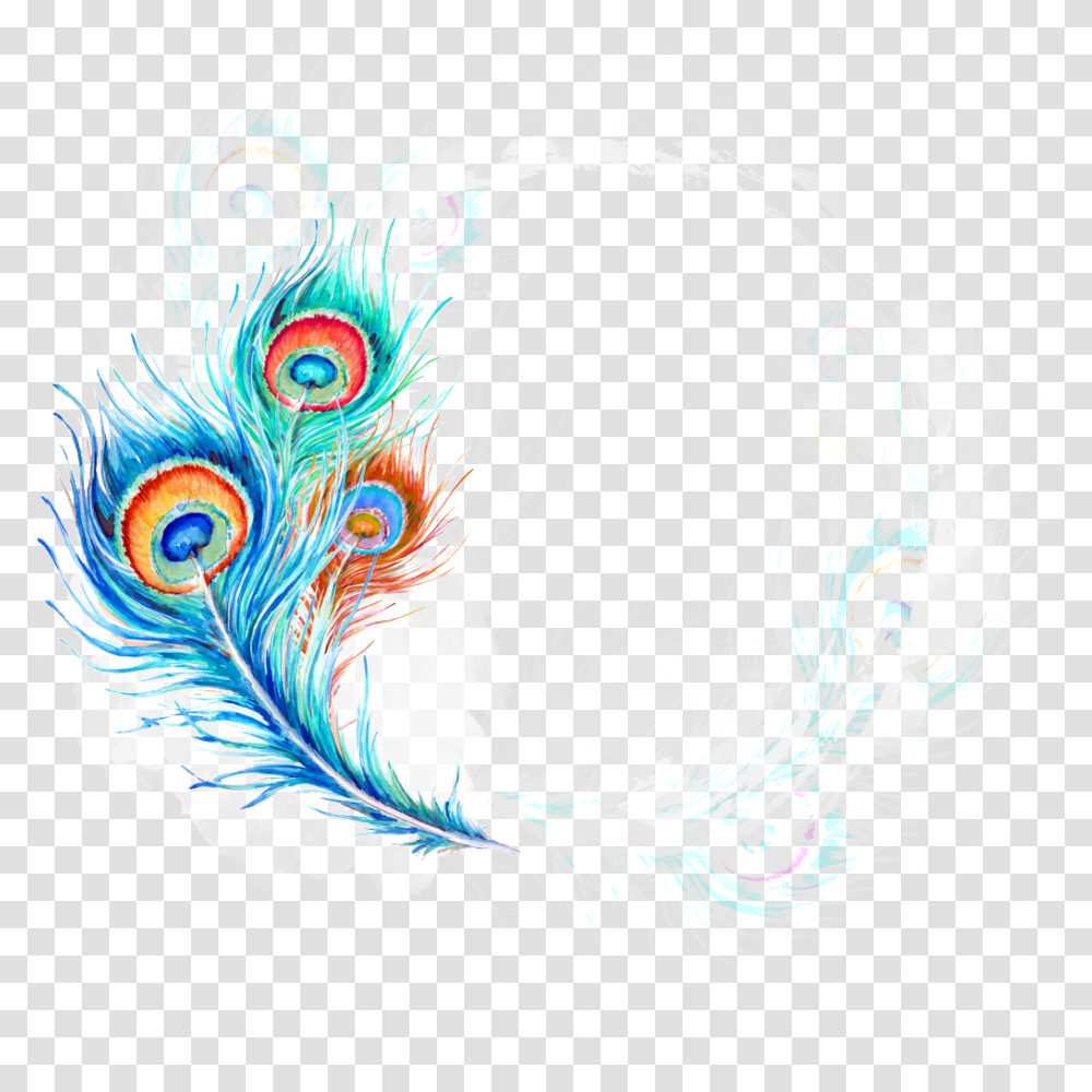 Beautiful Hand Painted Hd Peacock Feather Free Download, Floral Design, Pattern Transparent Png