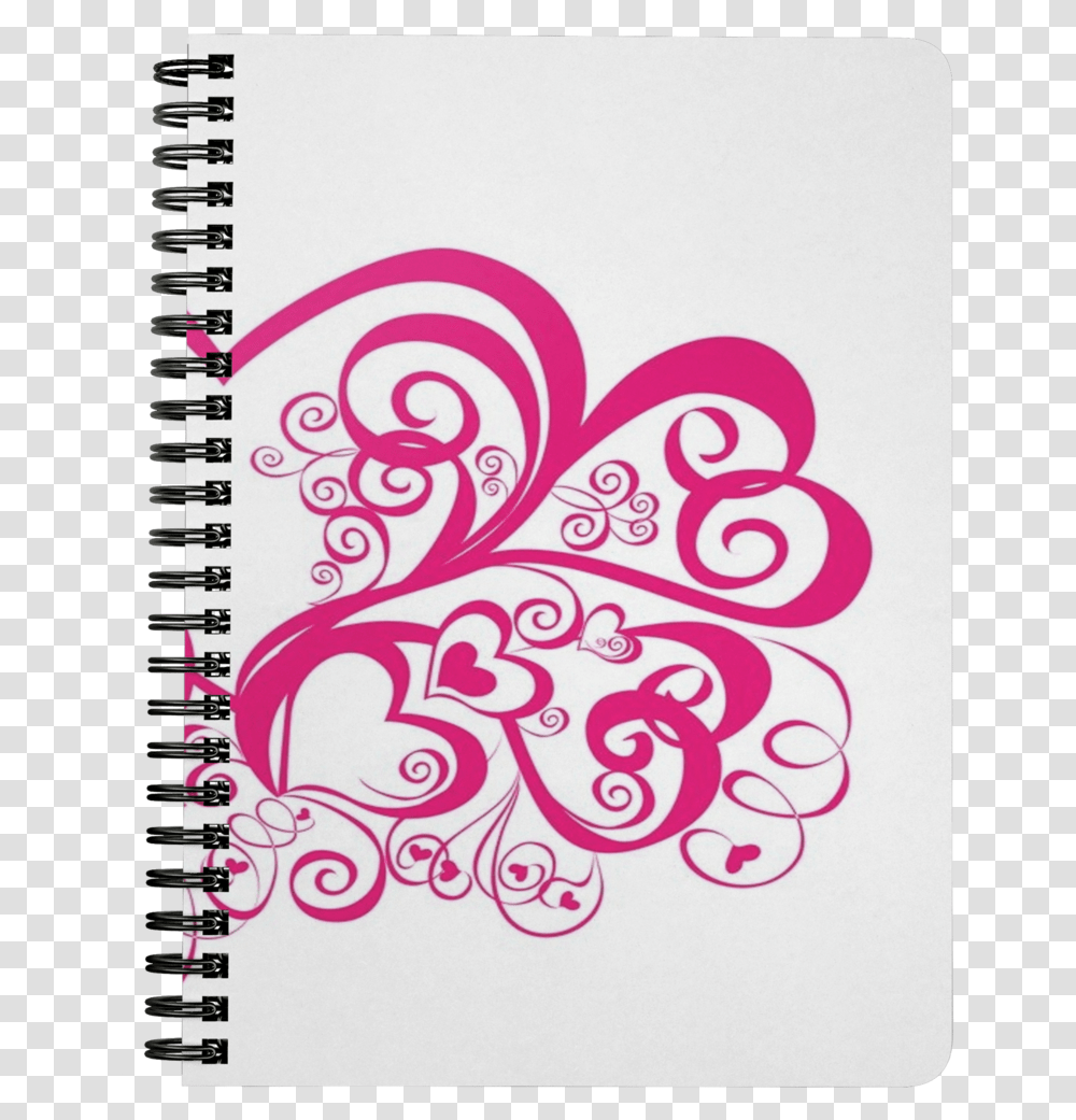 Beautiful Heart Floral Ornament Element Design Notebook, Drawing, Diary Transparent Png