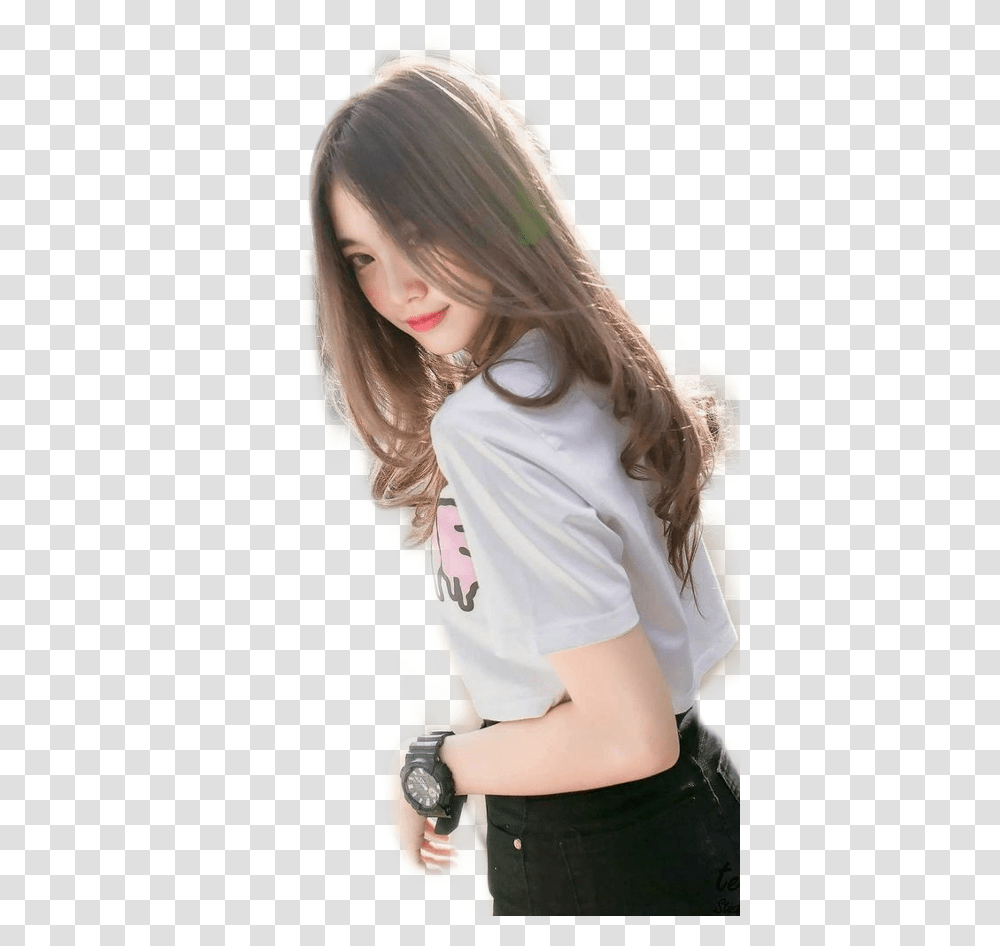 Beautiful Korean Back Pose Girl, Person, Sleeve, Long Sleeve Transparent Png