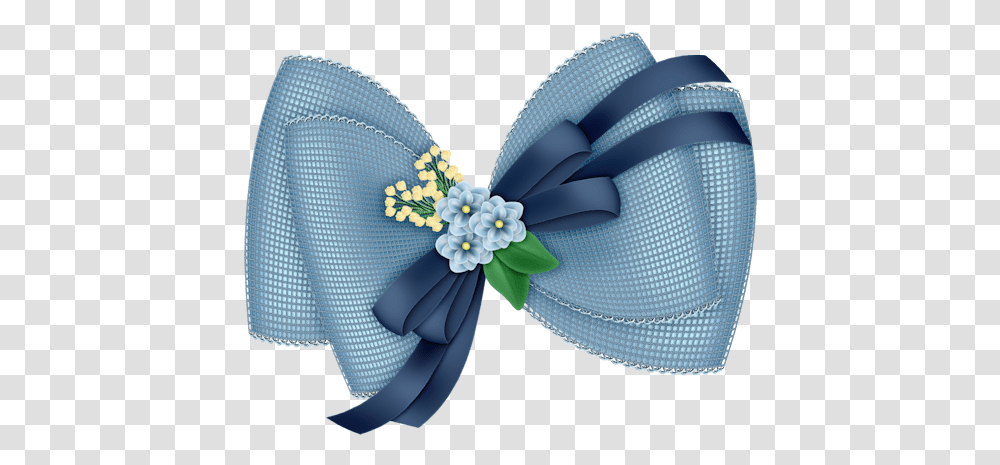 Beautiful Light Blue Bow With Flowers Clipart Hair Bow Clip, Tie, Accessories, Accessory, Clothing Transparent Png