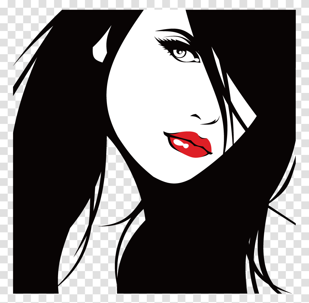 Beautiful Lips Transprent Free Download Silhouette Female Face, Stencil, Bird Transparent Png