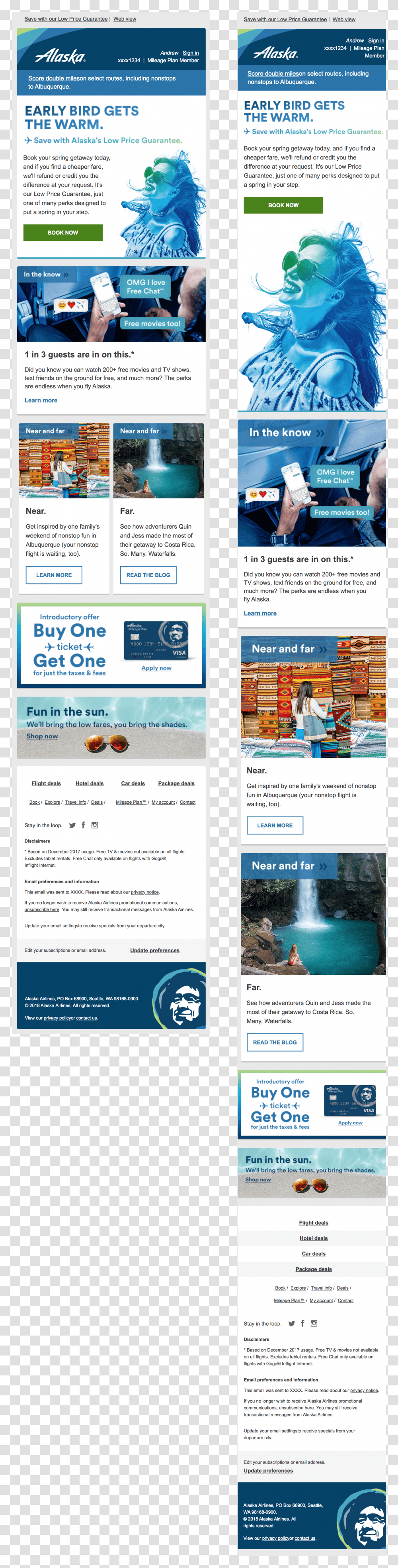 Beautiful Responsive Email From Alaska Airlines Online Advertising Transparent Png