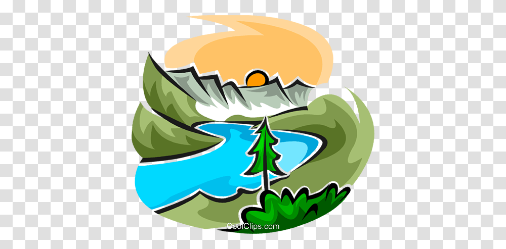 Beautiful Scene With A River Royalty Free Vector Clip Art, Plant, Leaf, Animal, Fish Transparent Png