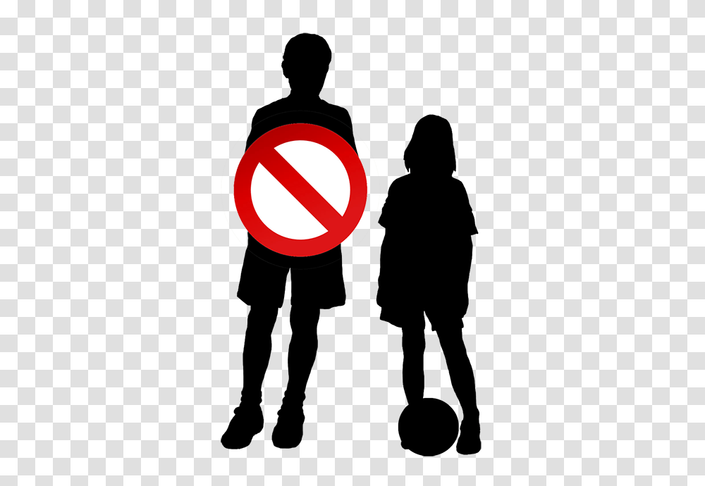Beautiful Silhouettes Of Children, Road Sign, Stopsign Transparent Png
