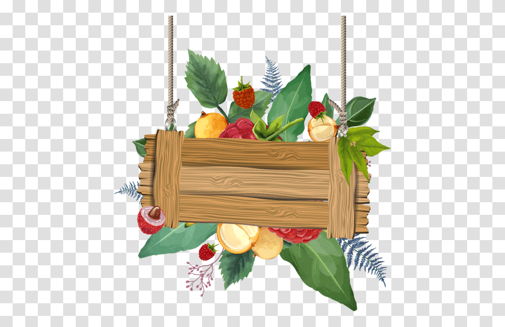 Beautiful Watercolor Tropical Summer Fruits Tropical Wooden Hanging, Plant, Flower, Blossom, Basket Transparent Png
