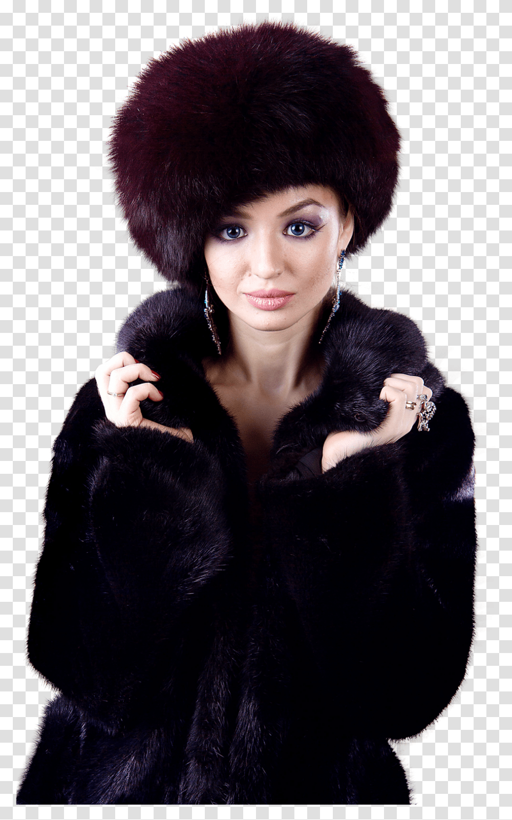 Beautiful Woman In Winter Clothes Image Fur Clothing, Hair, Apparel, Person, Human Transparent Png