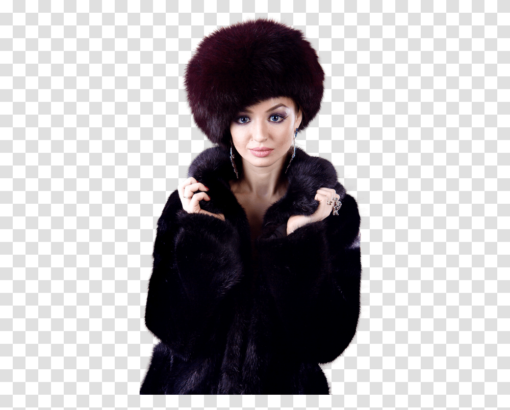 Beautiful Woman In Winter Clothes Image Winter Clothing, Fur, Person, Coat, Cat Transparent Png
