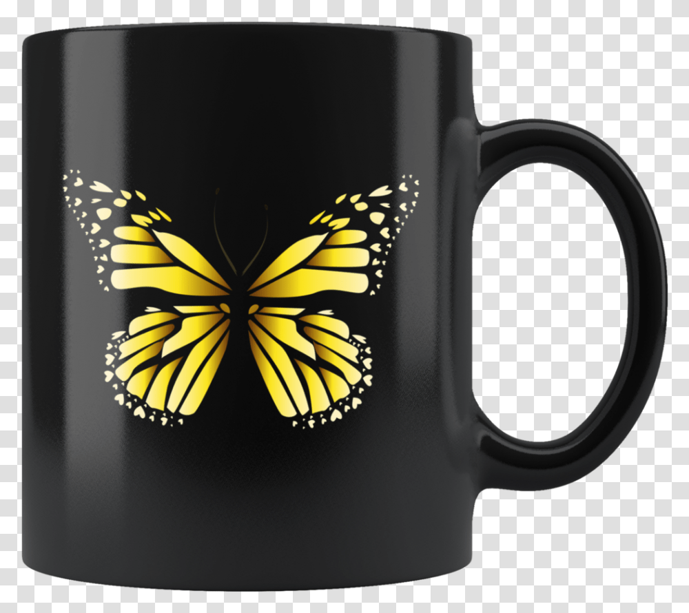 Beautiful Yellow Butterfly Mug Yellow Butterfly Drinkware Monarch Butterfly On, Coffee Cup, Pineapple, Fruit, Plant Transparent Png