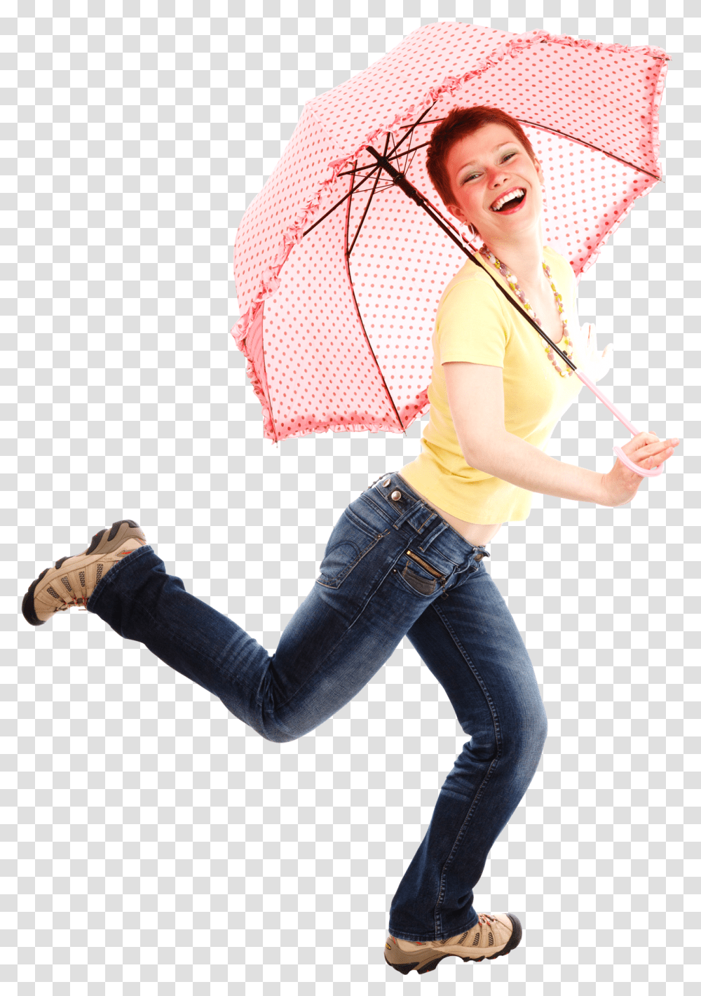 Beautiful Young Woman With Umbrella Image Young Woman With Umbrella Clipart, Person, Pants, Leisure Activities Transparent Png