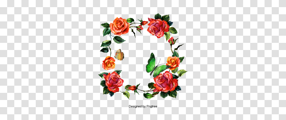 Beautifully Painted Rose Wreath Border Painted Fine, Floral Design, Pattern Transparent Png