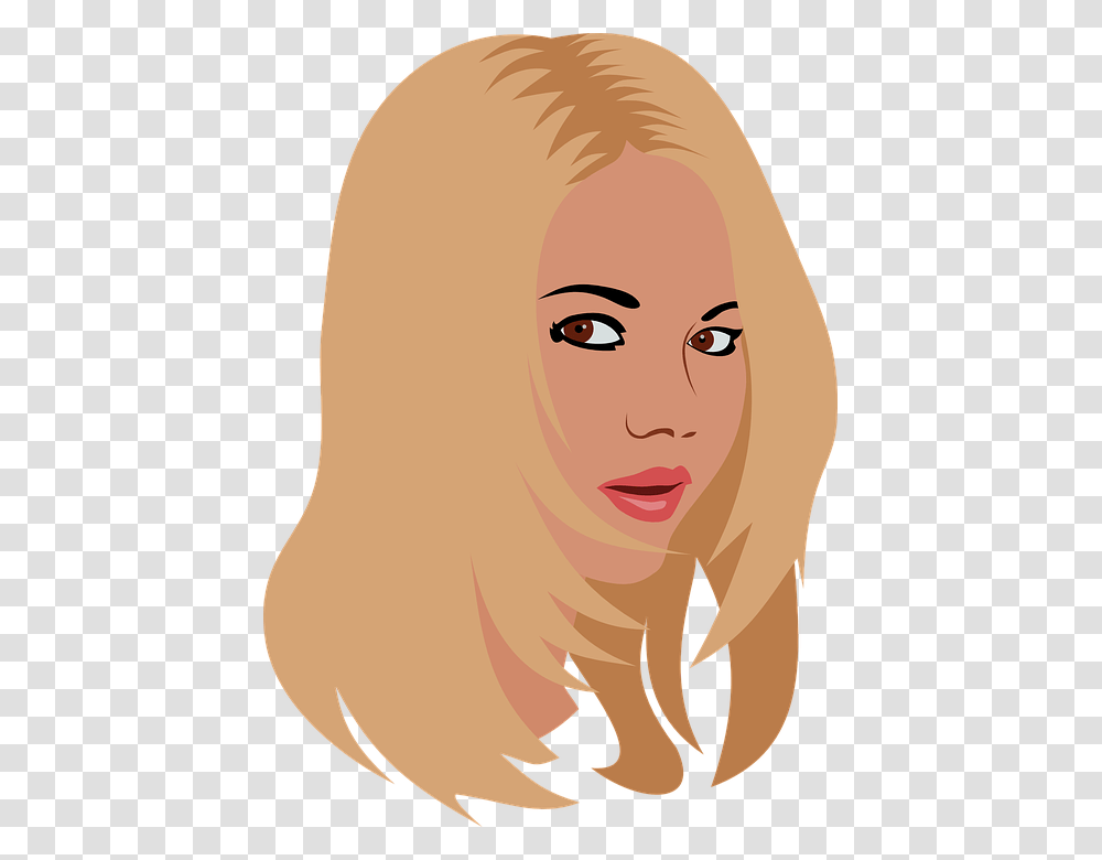 Beauty Blonde Face Girl Head Woman Attractive Cartoon Girl Black Hair, Smile, Portrait, Photography, Skin Transparent Png
