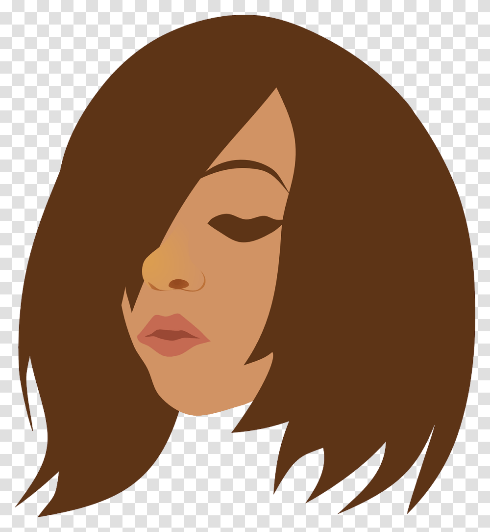 Beauty Brunette Face Free Picture Emo Girl Clip Art, Person, Head, Hair, Haircut Transparent Png
