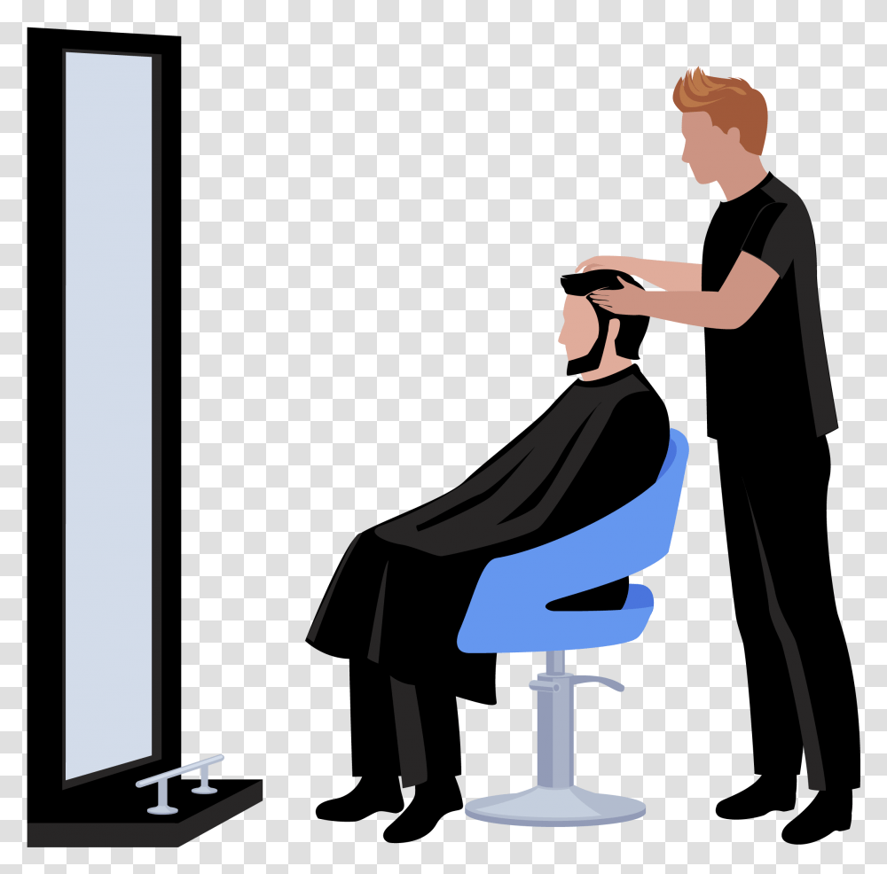 Beauty Parlour Euclidean Vector Hairdresser Hairstyle Men Beauty Parlour Vectors, Sitting, Person, Human, Worker Transparent Png