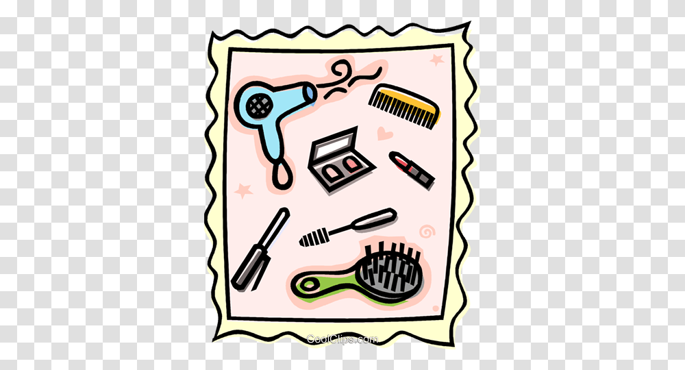 Beauty Supplies Royalty Free Vector Clip Art Illustration, Brush, Tool, Appliance, Blow Dryer Transparent Png