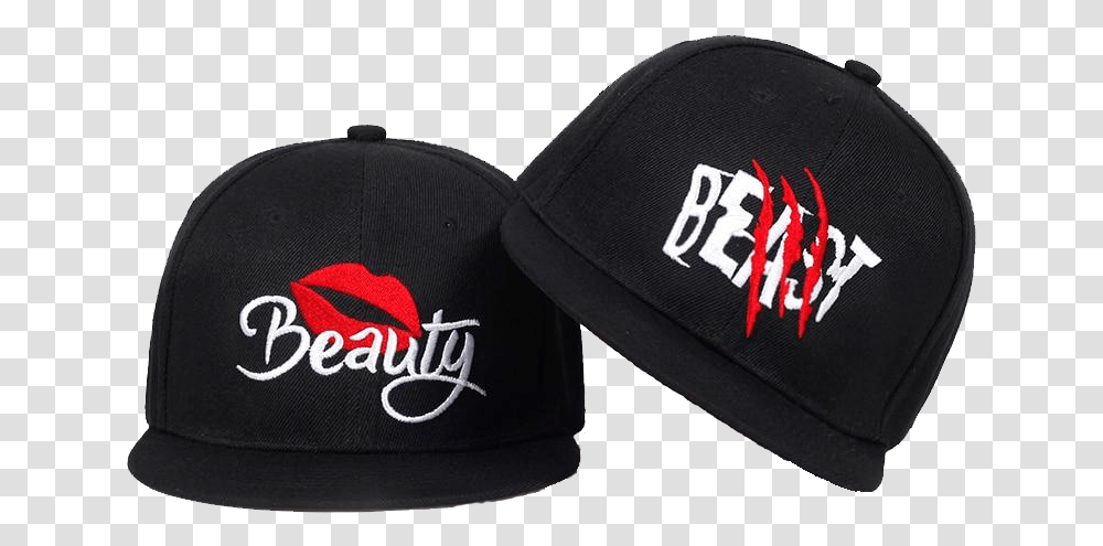 Beauty & Beast Snapback Couple Lover Baseball Cap, Clothing, Apparel, Hat Transparent Png