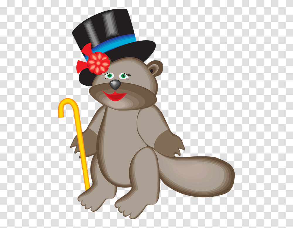 Beaver In A Top Hat, Outdoors, Snowman, Winter, Nature Transparent Png
