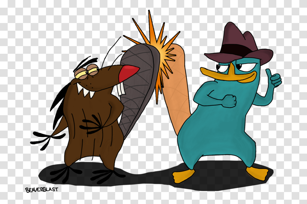 Beaver Tail Slap Colored By Beaverblast On Clipart Perry The Platypus And Beaver, Hat, Person, Outdoors Transparent Png