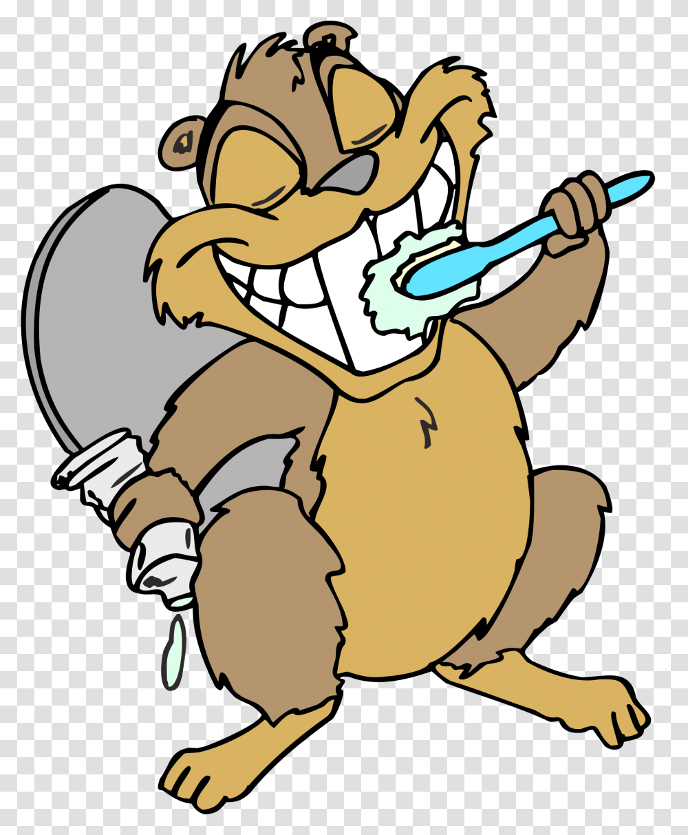 Beaver Teeth Cartoon Clipart Download Beaver Brushing Teeth Clipart, Person, Animal, Mammal, Doctor Transparent Png