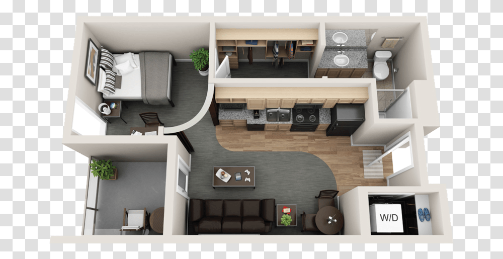 Bed 1 Bath Studio Hybrid Floor Plan, Diagram, Room, Indoors Transparent Png