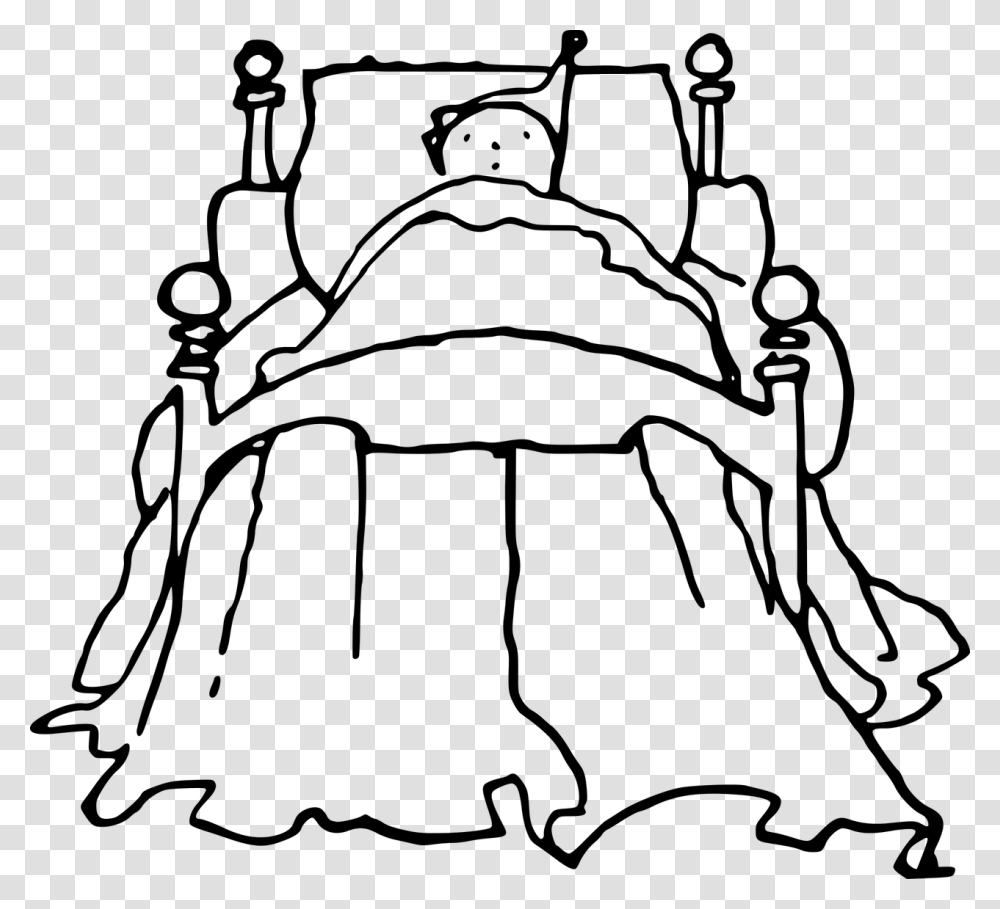  Bed 1280 Boy In Bed Cartoon Black And White, Gray, World Of Warcraft Transparent Png