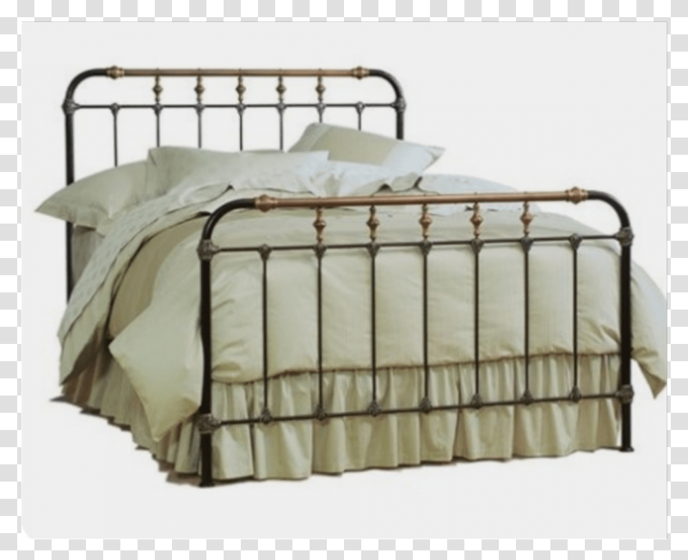 Bed Aesthetic Queen Size Antique Iron Beds, Furniture, Crib, Home Decor, Blanket Transparent Png