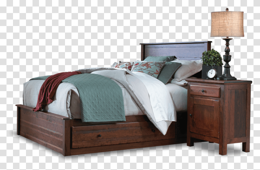 Bed And Nightstand Bed Frame, Furniture, Bedroom, Indoors, Dorm Room Transparent Png