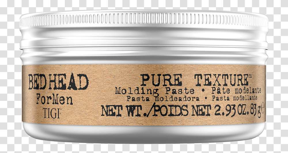 Bed Head For Men Pure Texture Molding Paste, Label, Outdoors, Jar, Field Transparent Png