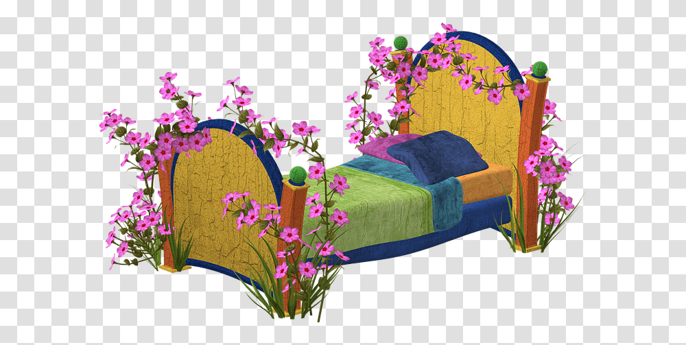 Bed, Plant, Flower, Flower Arrangement, Furniture Transparent Png