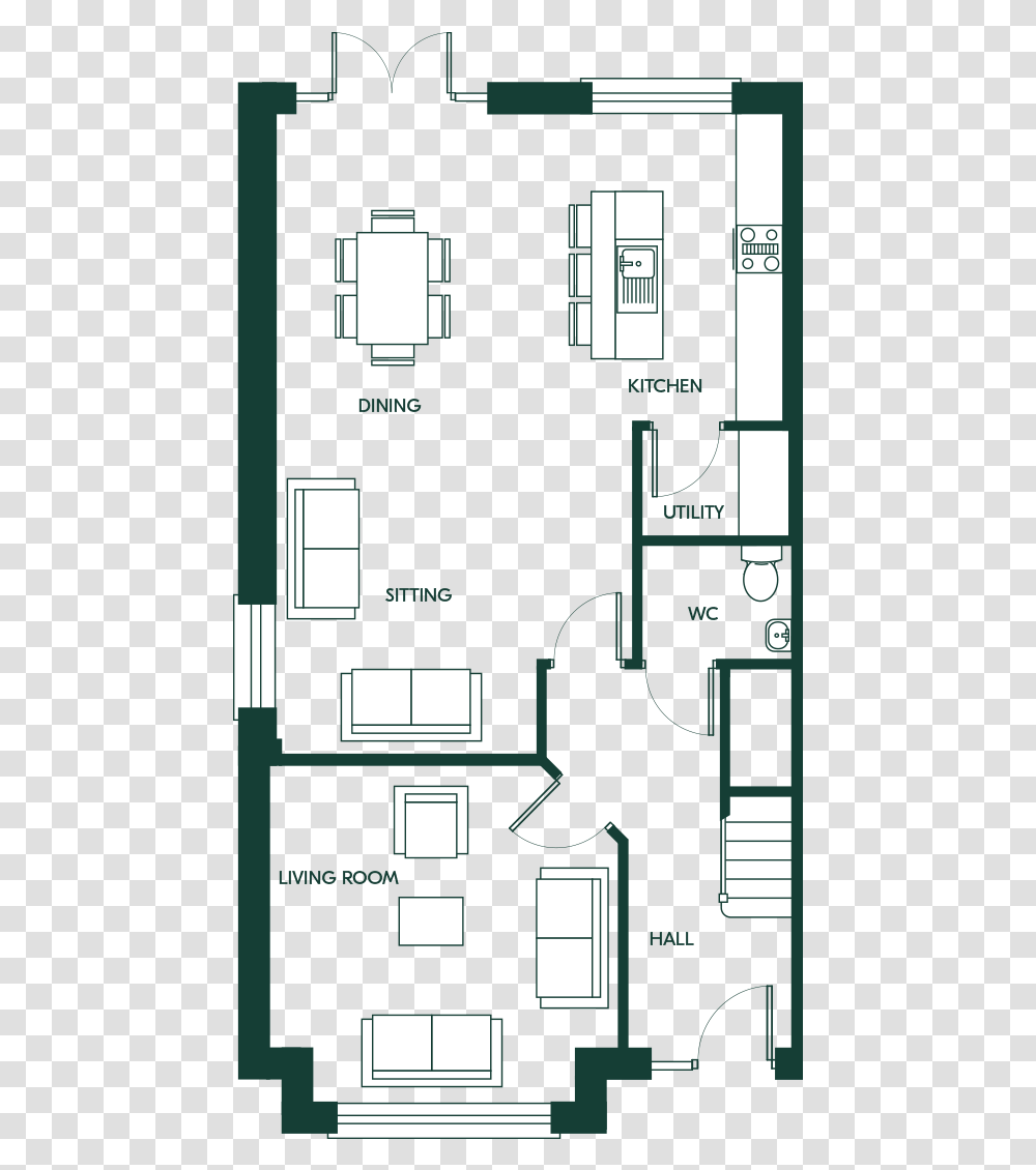 Bed Semi Detached, Floor Plan, Diagram, Plot Transparent Png