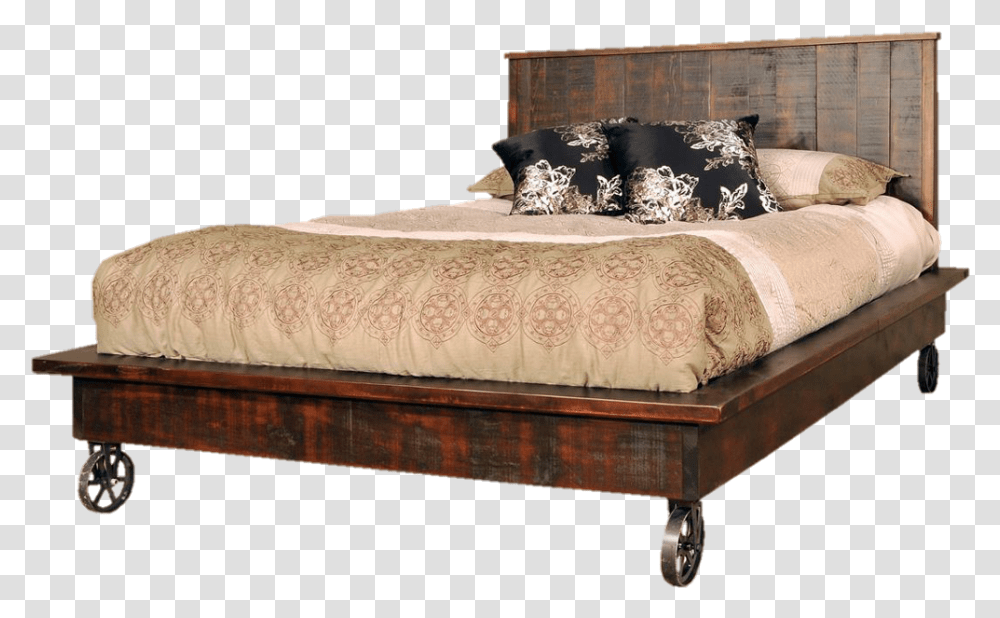 Bed Steampunk Bed Frame, Furniture, Cushion, Pillow, Wood Transparent Png