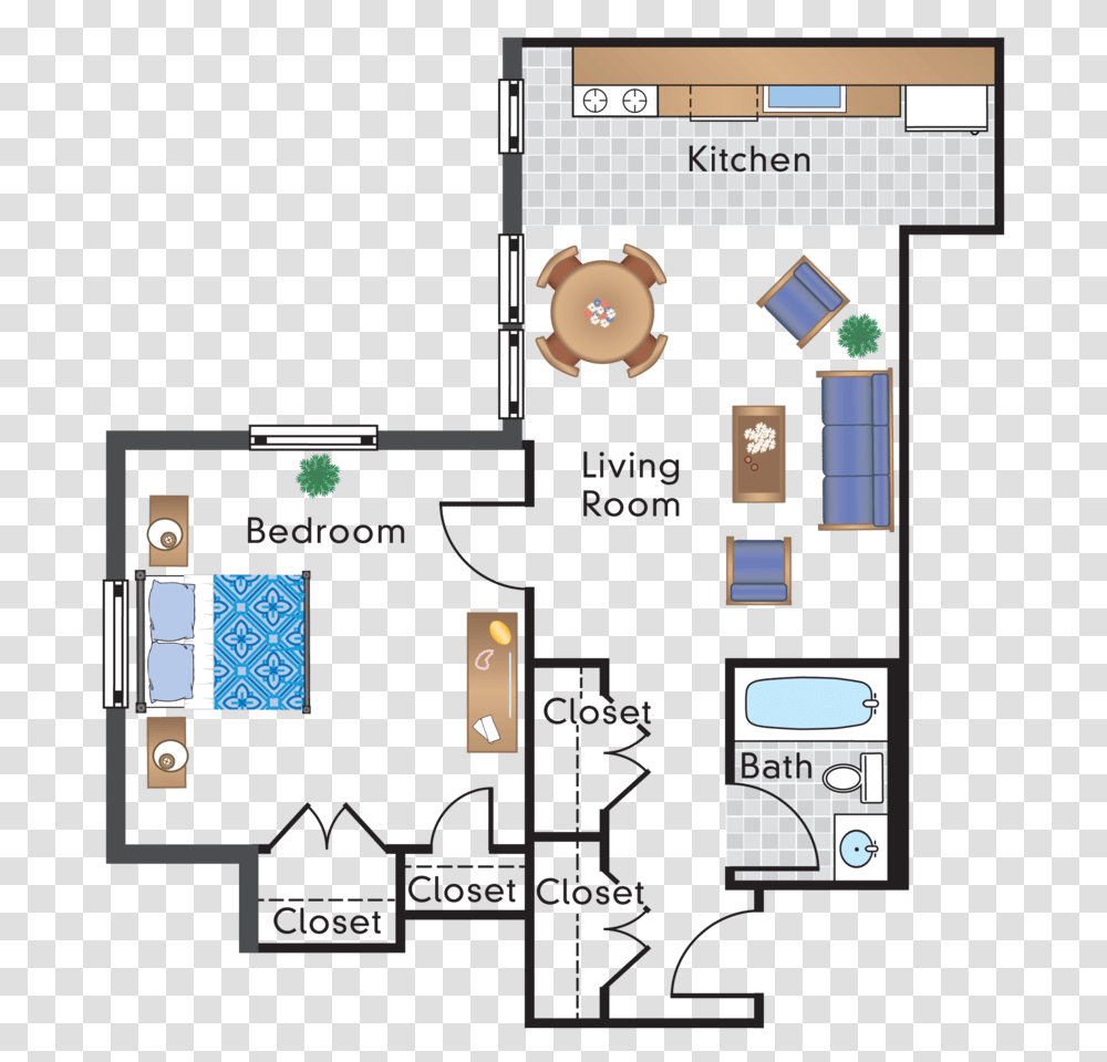Bedroom 1 Bathroom Apartment For Rent At The Rodney Floor Plan, Diagram, Scoreboard, Plot, Neighborhood Transparent Png