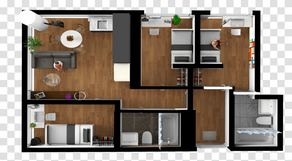 Bedroom 3d Floor Plan Transparent Png