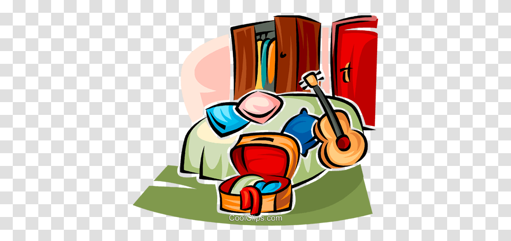 Bedroom Furniture And A Guitar Royalty Free Vector Clip Art, Dynamite, Performer, Paintball, Laundry Transparent Png
