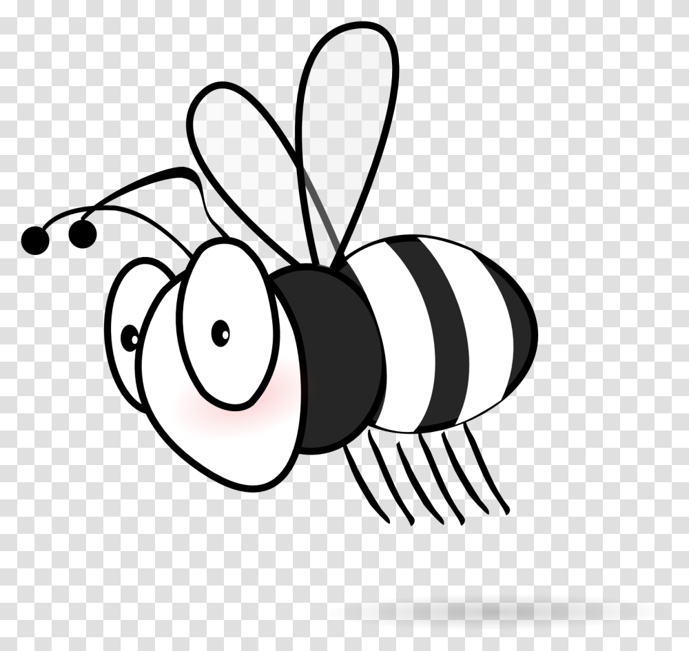 Bee 20 Black White Line Art Scalable Vector Graphics Clip Art Black And White Bee, Invertebrate, Animal, Insect, Dragonfly Transparent Png