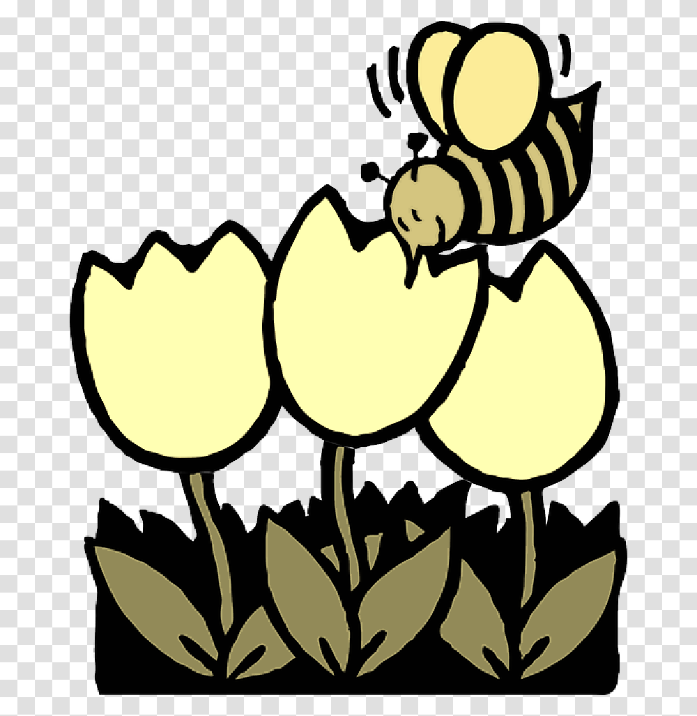 Bee And Flower Drawing, Animal, Insect, Invertebrate, Wasp Transparent Png